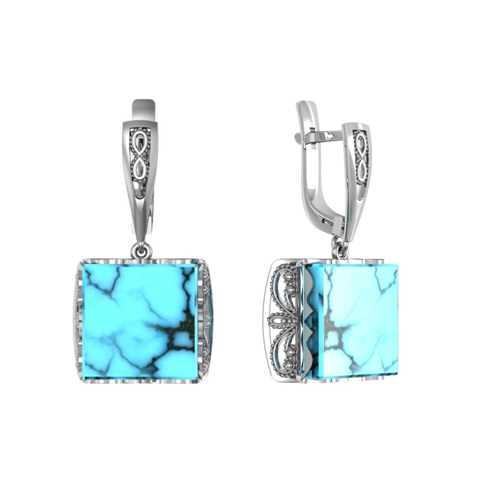 

Серьги из серебра ПРИВОЛЖСКИЙ ЮВЕЛИР 301405-BZ, бирюза, 301405-BZ