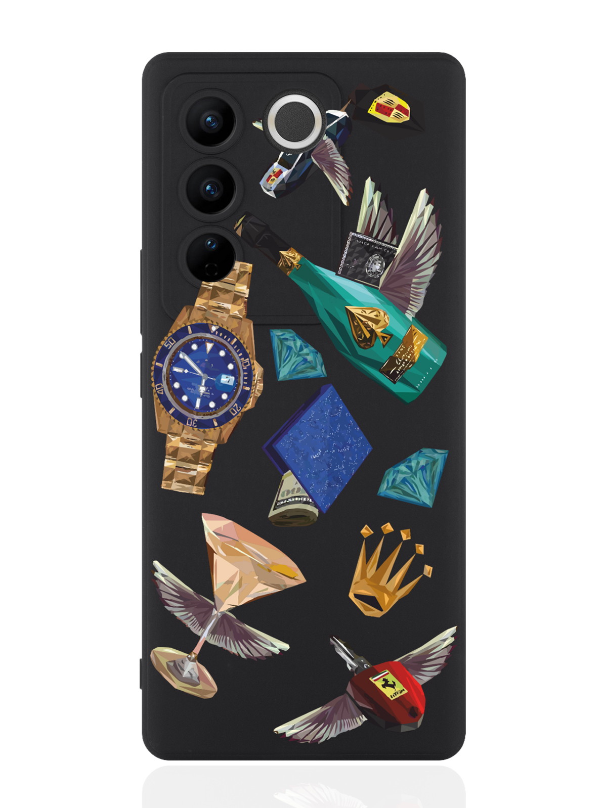 

Чехол для смартфона Vivo V27 черный силиконовый Luxury lifestyle