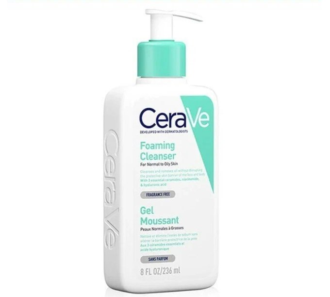 Интенсивно Очищающий гель для кожи лица CeraVe Foaming Cleanser 236 мл пенка для ежедневного очищения кожи daily foaming cleanser