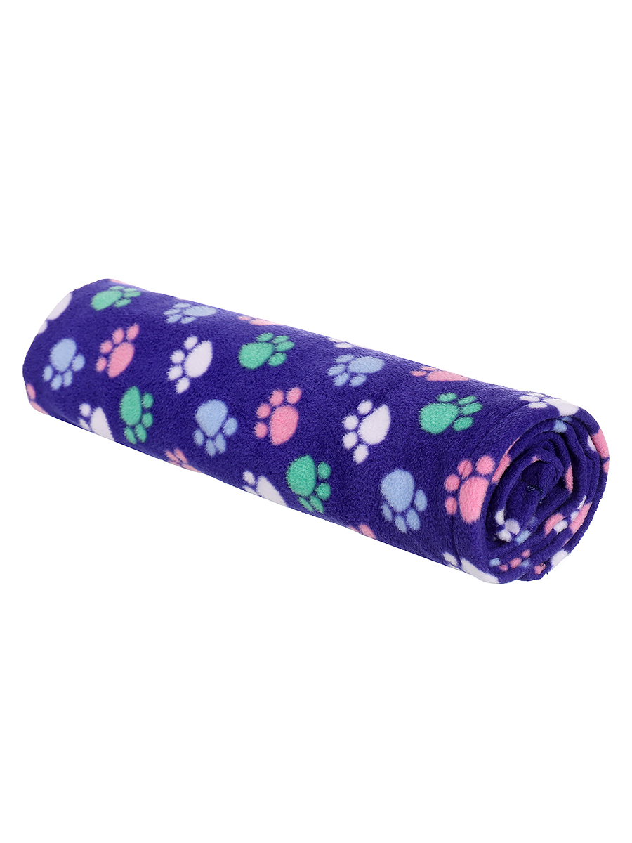Одеяло для кошек и собак Монморанси Лапки флис, синий, 100x75 см