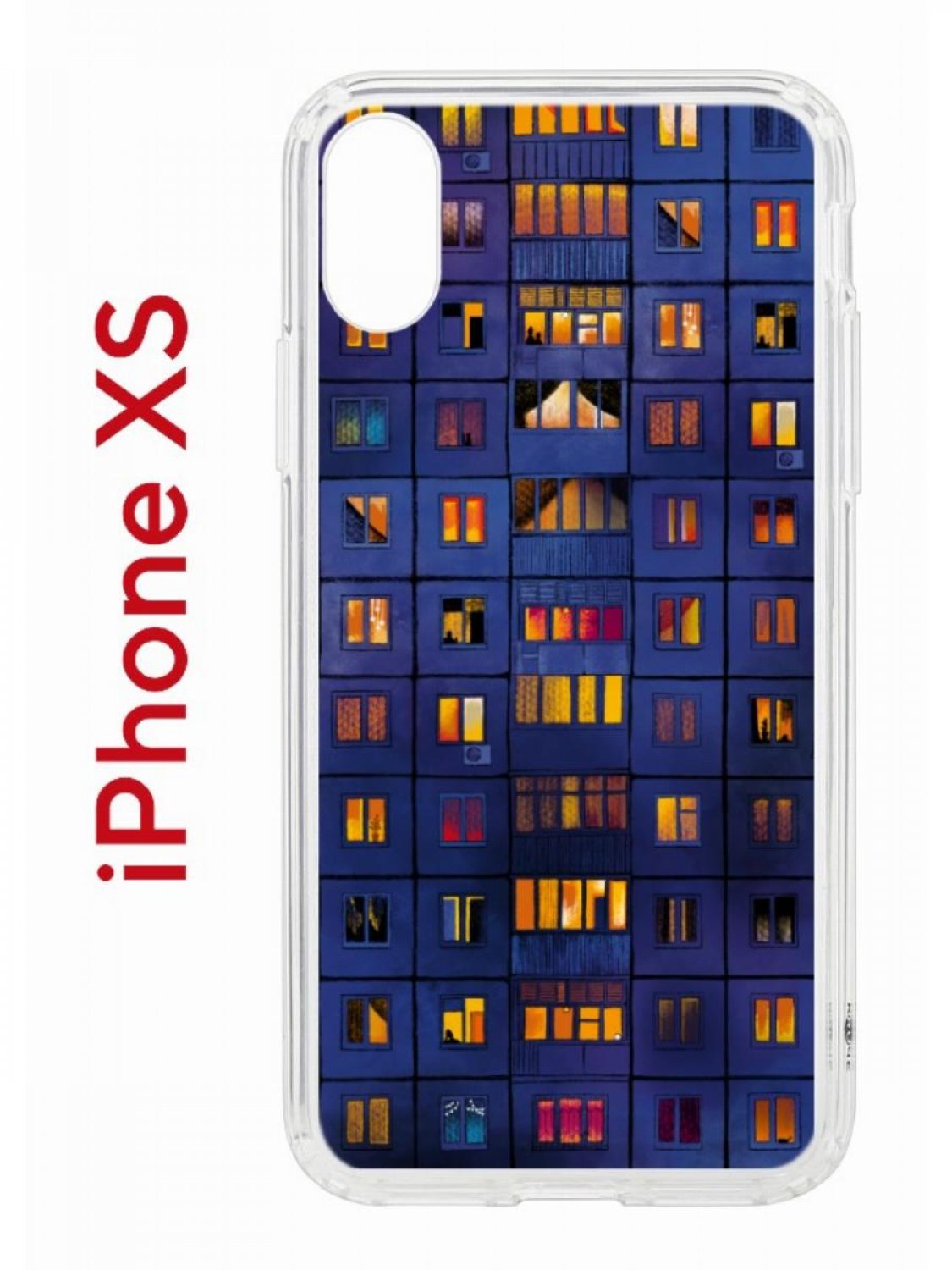 Чехол на iPhone X, Xs с принтом Kruche Print Ночные окна, бампер с защитой камеры