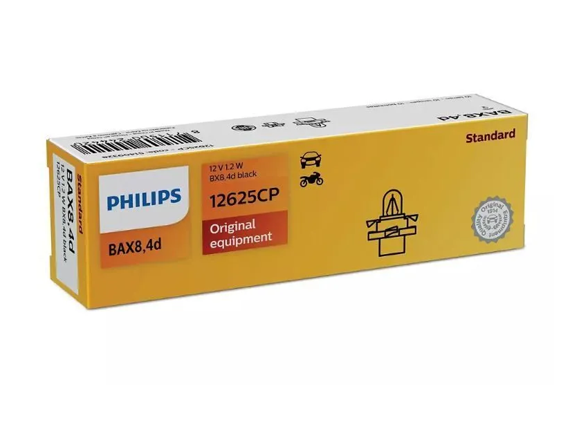 

12625Cp_Лампа 1.2W 12V Bx8.4D Черный Цоколь Приборная Панель Philips 12625Cp