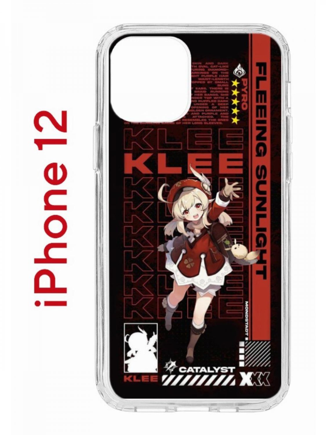 Чехол на iPhone 12/12 Pro с принтом Kruche Print Klee Genshin, бампер с защитой камеры