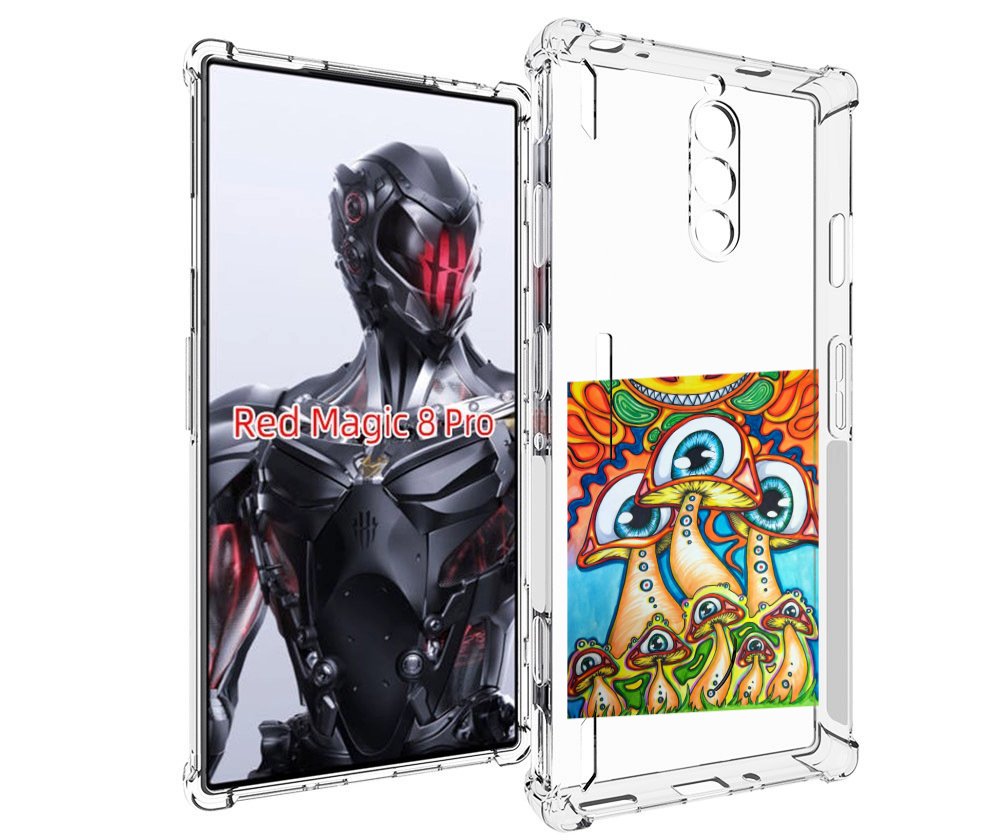Чехол MyPads грибы с глазами для ZTE Nubia Red Magic 8 Pro / Red Magic 8 Pro Plus