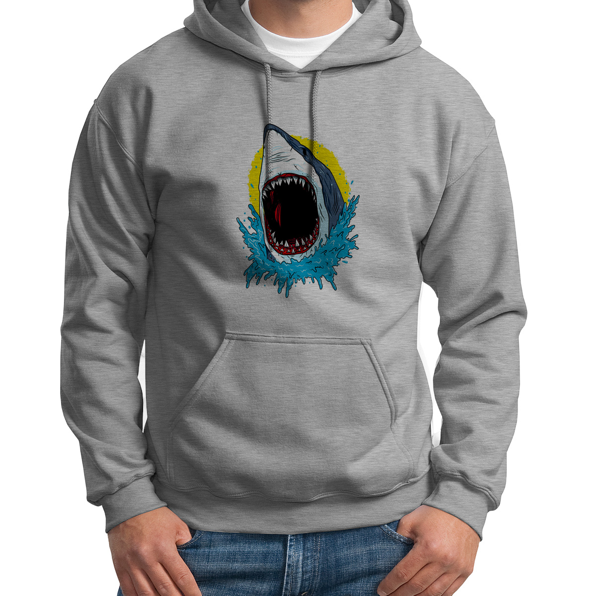 

Худи унисекс CoolPodarok Иллюстрация Акула серое 54 RU, Серый, S0151327