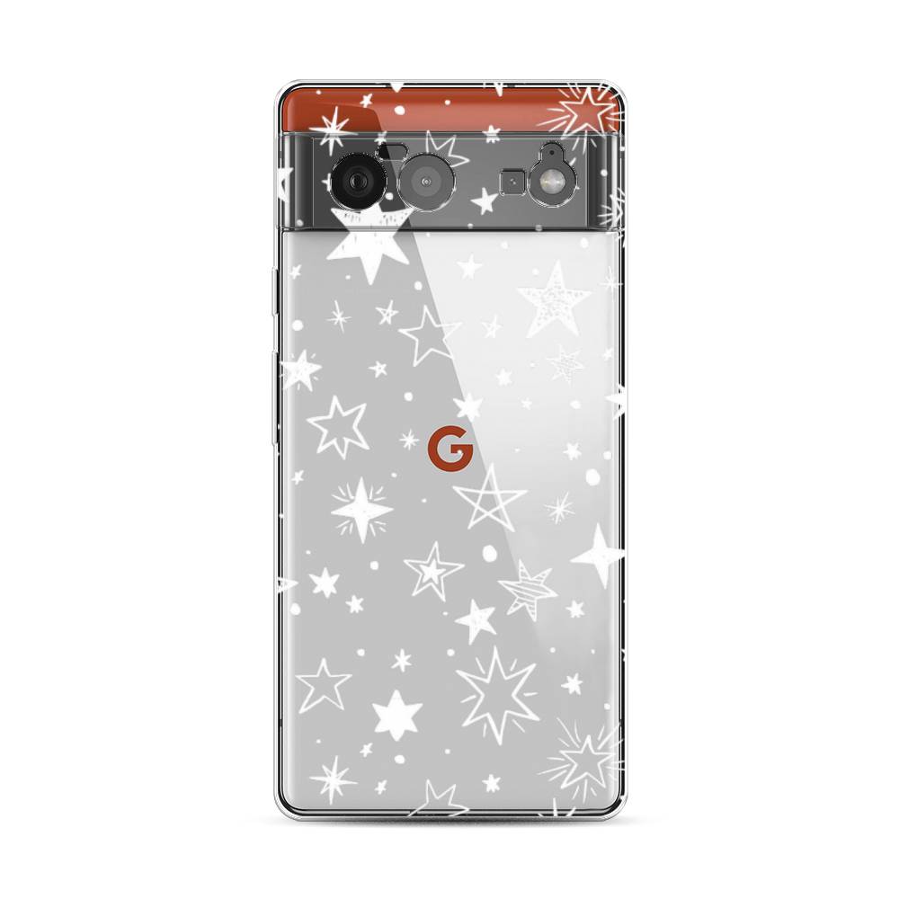 фото Силиконовый чехол "звездочки графика белая" на google pixel 6 awog