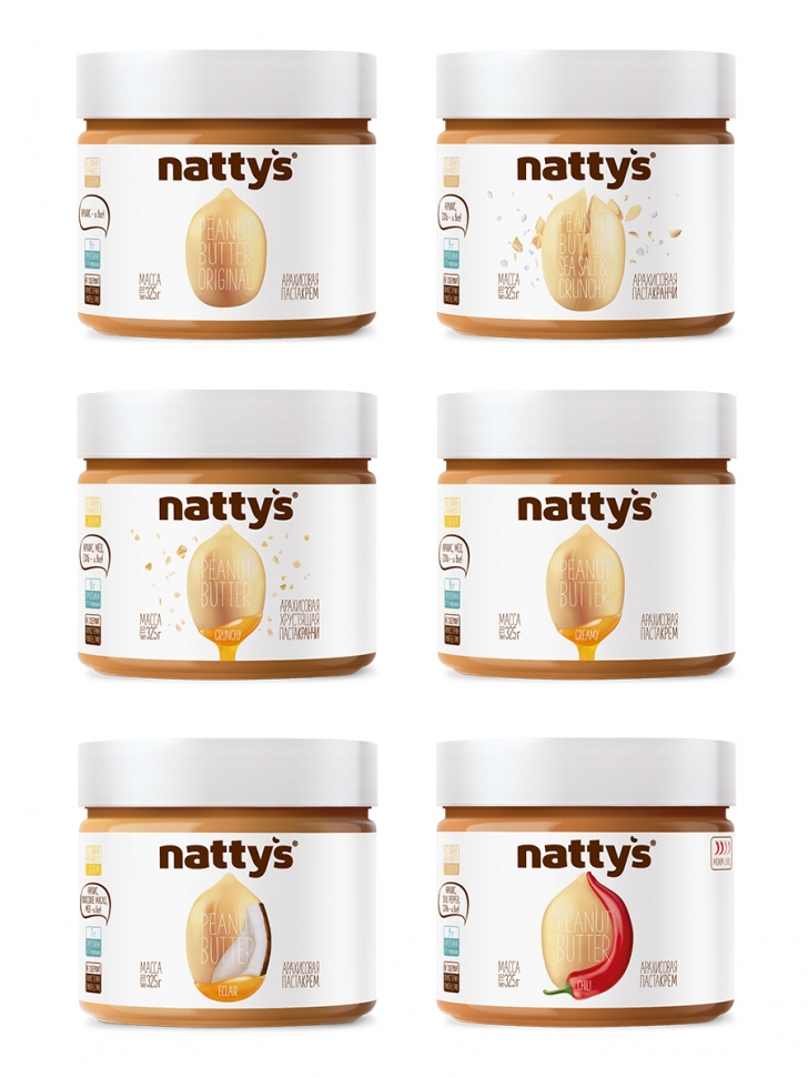 фото Набор арахисовых паст nattys peanut butter mix natbox 6 штук 325 г