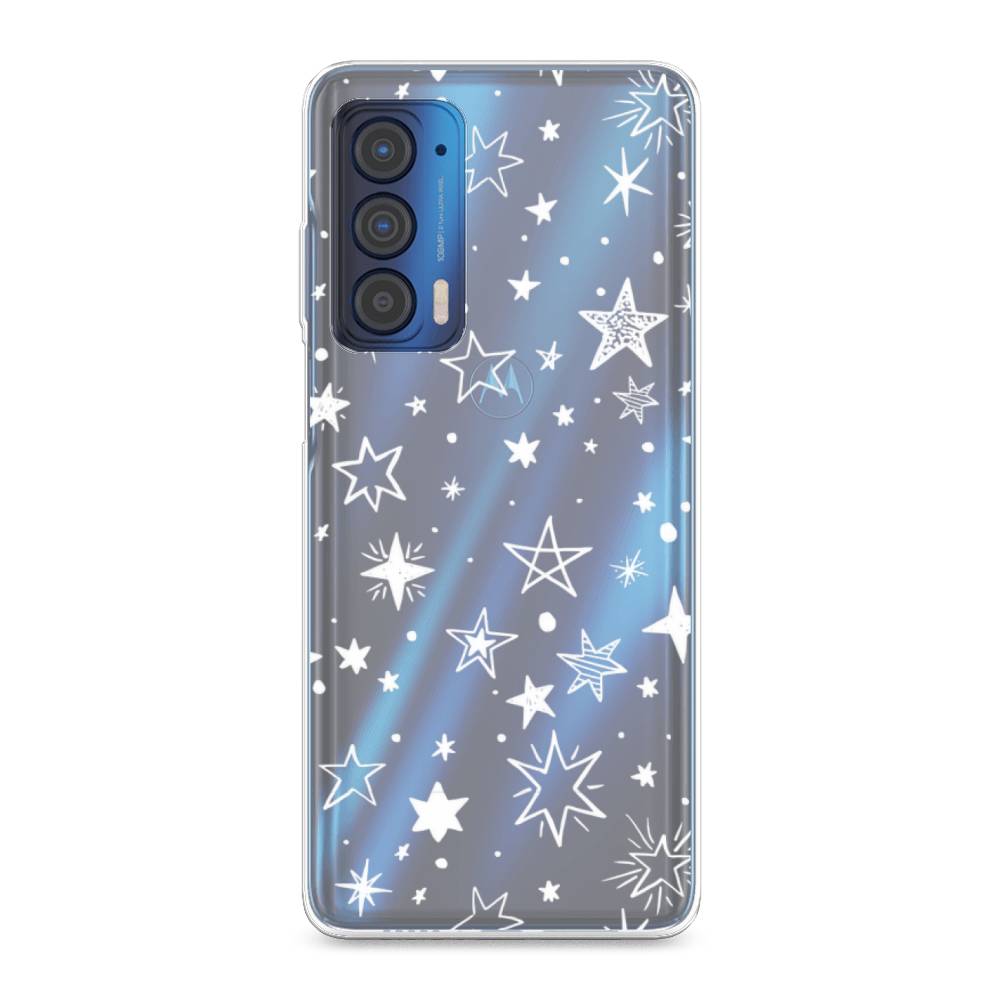 фото Силиконовый чехол "звездочки графика белая" на motorola edge (2021) awog