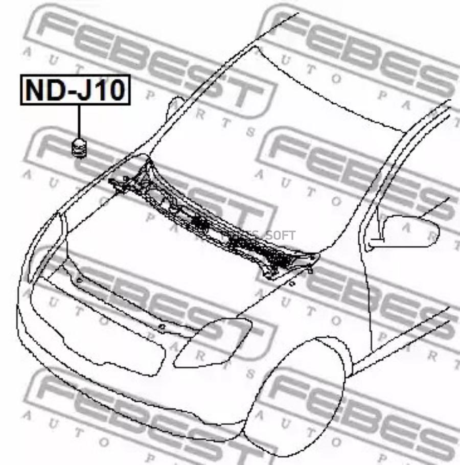 

Отбойник капота Nissan Almera Jpn Make N16 2000.04-2001.03 FEBEST ND-J10