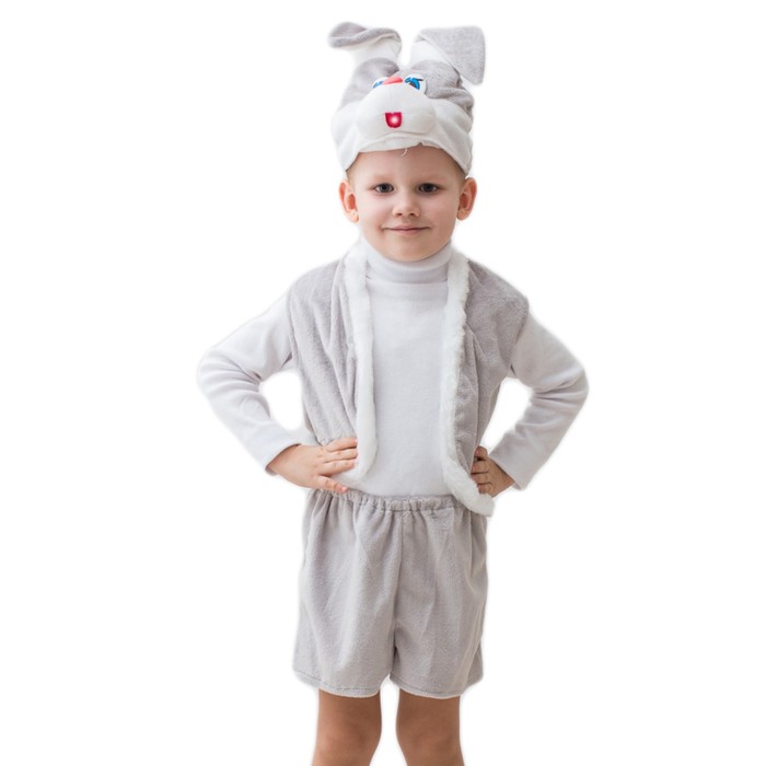 

Карнавальный костюм «Зайчик серый», шапка, жилет, шорты, 5-7 лет, 122-134 см, 4615083