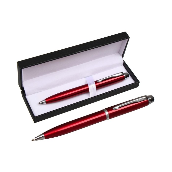 Шариковая ручка Calligrata подарочная в кожзам футляре Атлантик бордо с серебром
