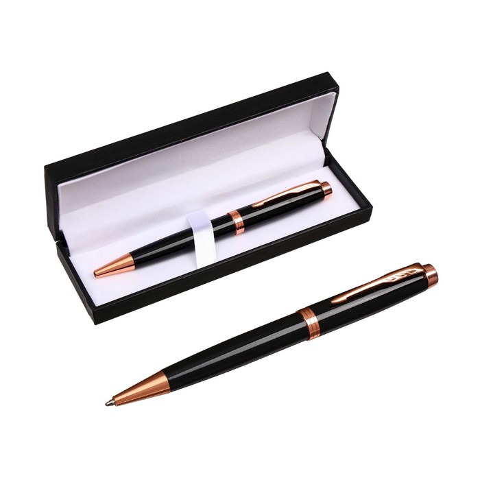 Шариковая ручка Calligrata подарочная в кожзам футляре Тонга черный с золотым