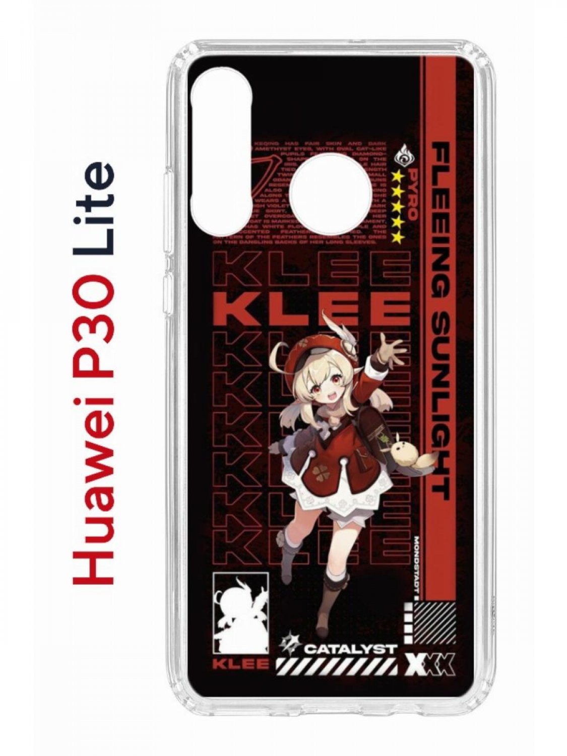 фото Чехол на huawei p30 lite с принтом kruche print klee genshin, противоударный бампер кruче