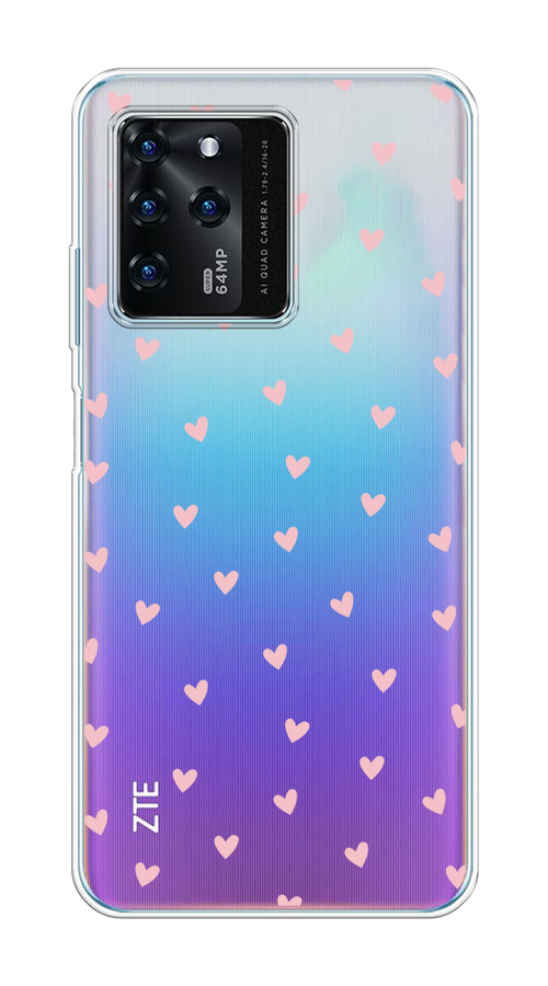 

Чехол на ZTE Blade V30 "Розовые сердечки паттерн", Розовый;прозрачный, 135350-1