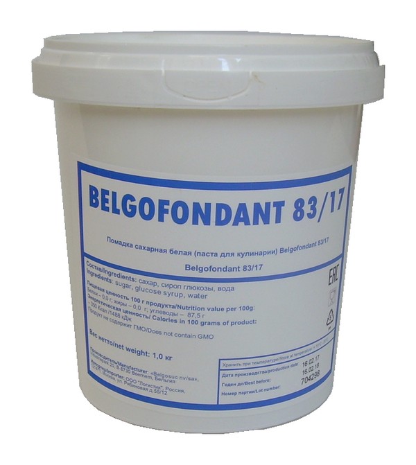 Глазурь сахарная помадка Belgofondant, 1 кг.