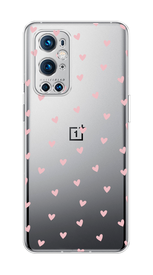 

Чехол на OnePlus 9 Pro "Розовые сердечки паттерн", Розовый;прозрачный, 151550-1