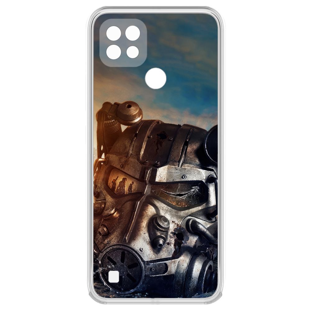 

Чехол-накладка Krutoff Clear Case Фоллаут (Fallout) - Шлем Т-60 для Realme C21, Прозрачный