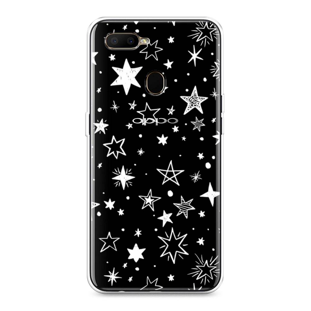 фото Силиконовый чехол "звездочки графика белая" на oppo a5s awog