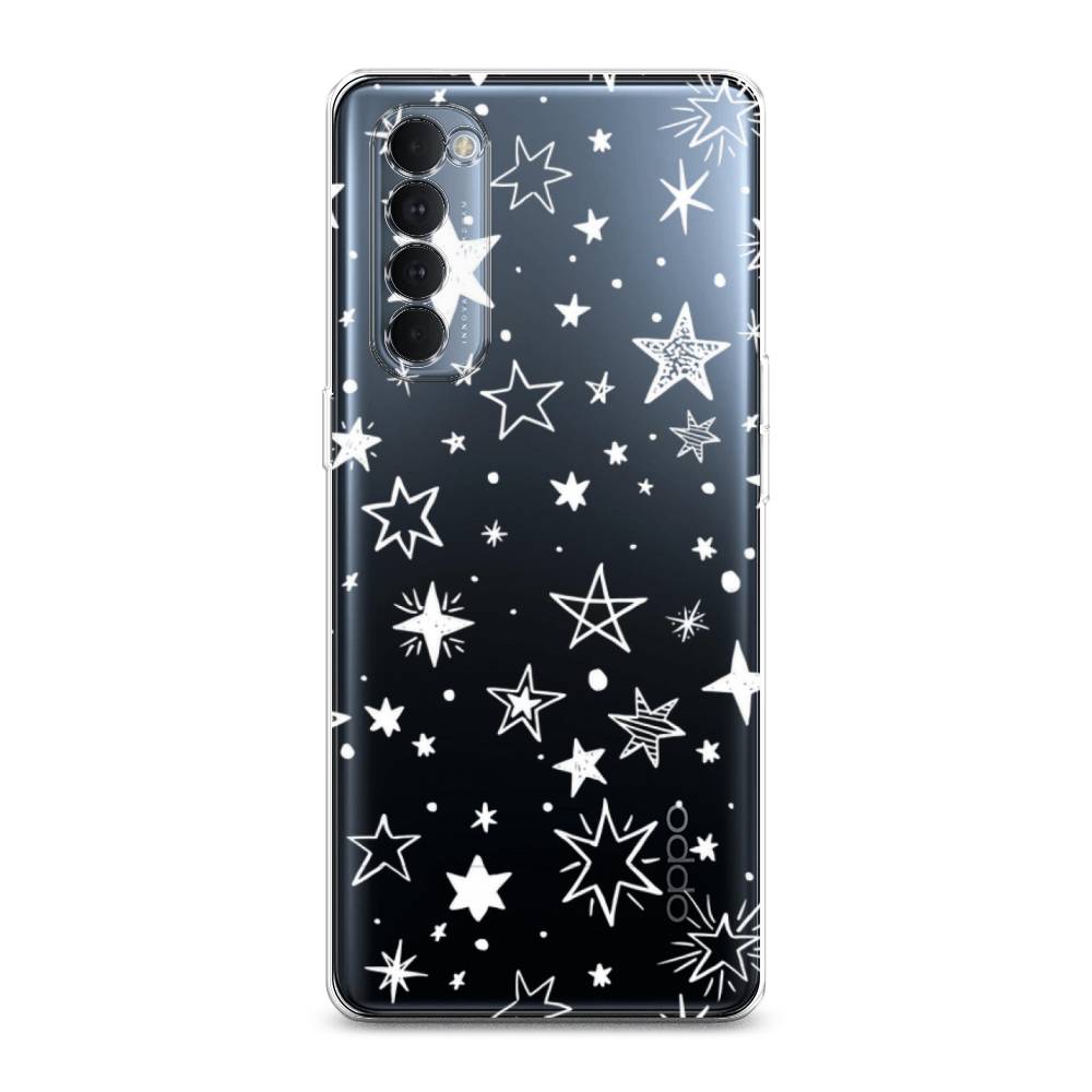 фото Силиконовый чехол "звездочки графика белая" на oppo reno 4 pro awog
