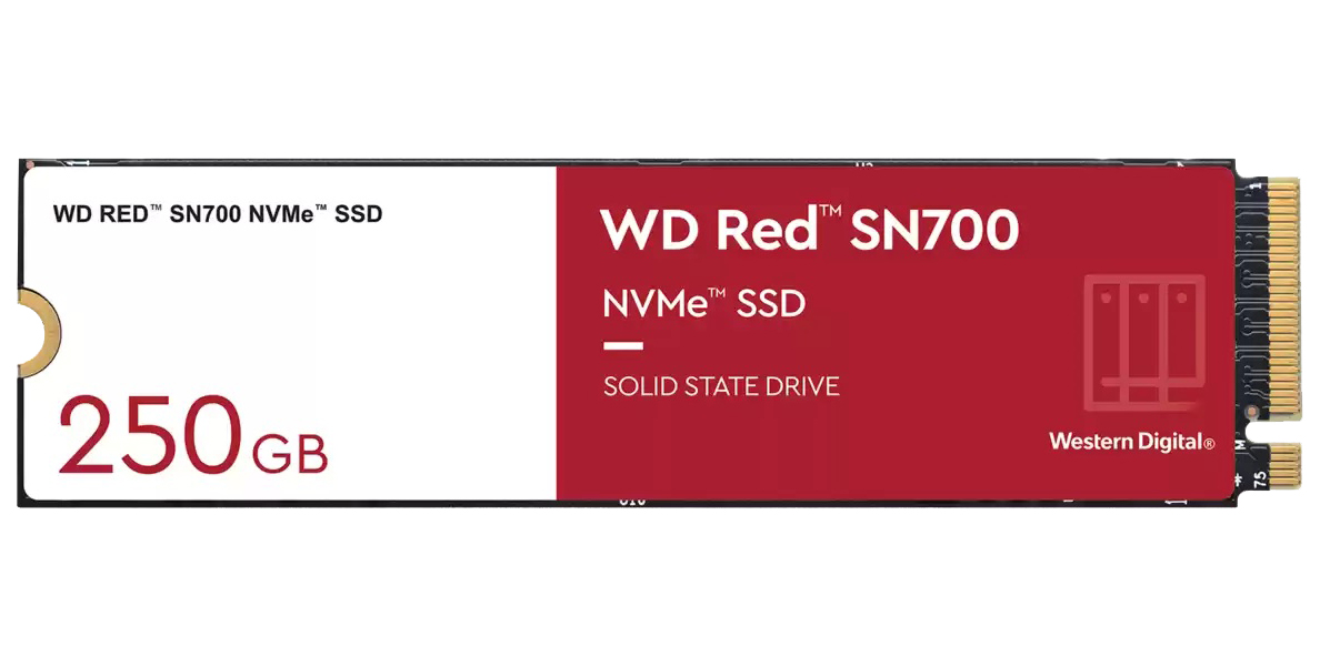 

SSD накопитель WD Red SN700 M.2 2280 250 ГБ (WDS250G1R0C), Red SN700