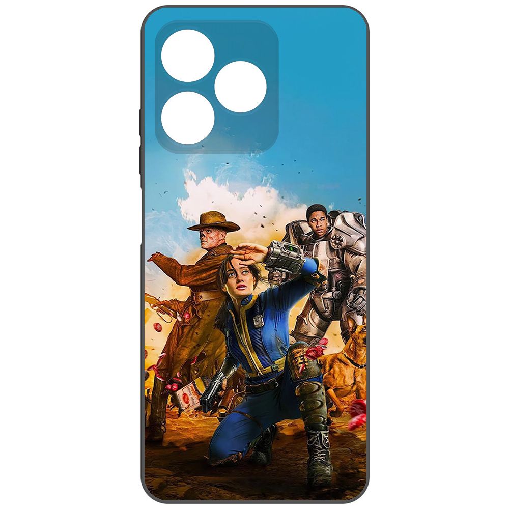 

Чехол-накладка Krutoff Soft Case Фоллаут (Fallout) - Люси, Гуль и Аарон для Realme C53, Черный