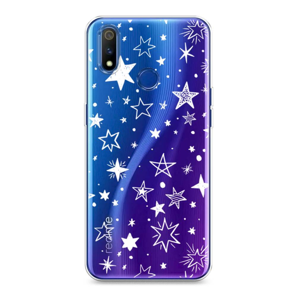 

Чехол Awog на Realme 3 Pro "Звездочки графика белая", Разноцветный, 251250-7