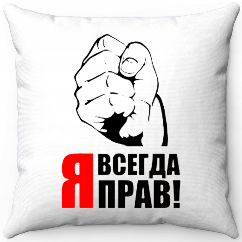 

Подушка декоративная Море Маек Белая 40х40, я всегда прав, Белый, Белая 40х40