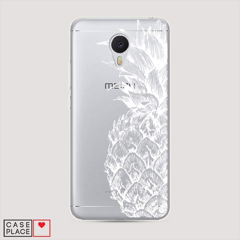 

Чехол Awog на Meizu M3 "Ананас графика белая", Белый, 70350-10