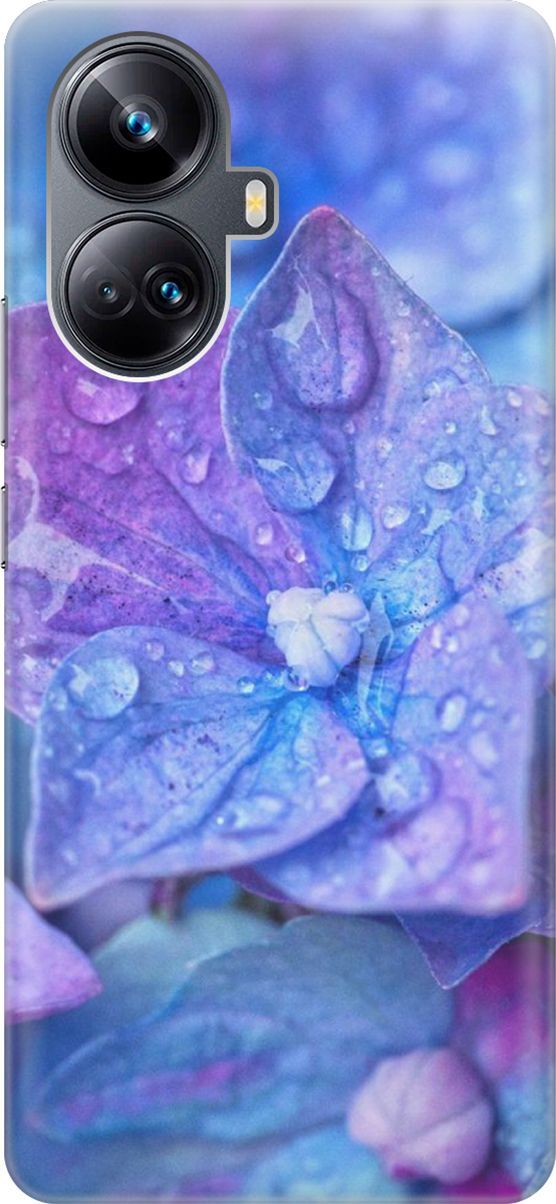 

Силиконовый чехол на Realme 10 Pro+ с принтом "Голубой цветочек", Голубой;фиолетовый, 158630