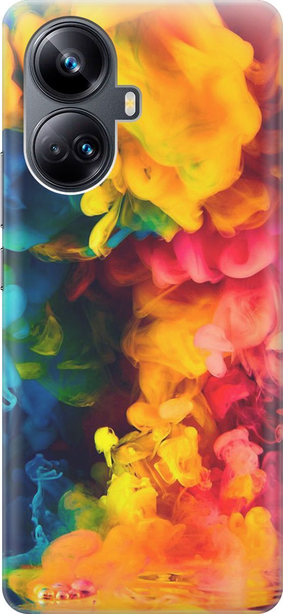 

Силиконовый чехол на Realme 10 Pro+ с принтом "Красочное буйство", Желтый;розовый, 158622