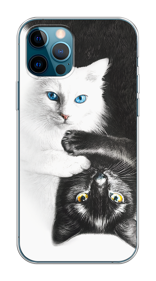 

Чехол Homey на Apple iPhone 12 "Коты Инь-Янь", Черный;белый;голубой, 12550-1