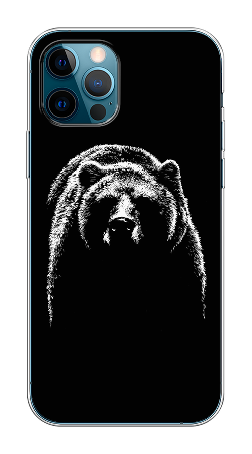 

Чехол Homey на Apple iPhone 12 "Медведь в ночи", Белый;черный, 12550-1