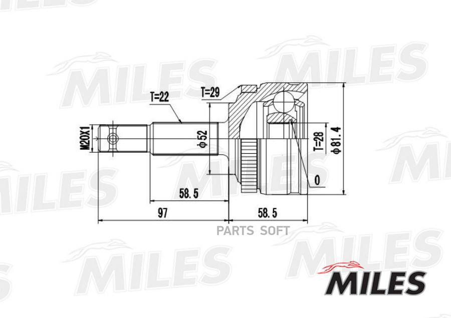 

Шрус Opel Corsa 1.0-1.7d 94-01 Нар.(Abs) Miles арт. GA20358