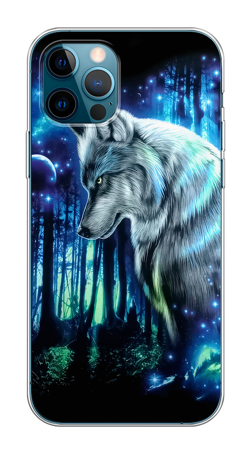 

Чехол Homey на Apple iPhone 12 "Сказочный волк", Синий;серебристый;черный, 12550-1