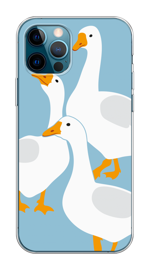 

Чехол Homey на Apple iPhone 12 "Гусиное трио", Голубой;белый;серый;желтый, 12550-1
