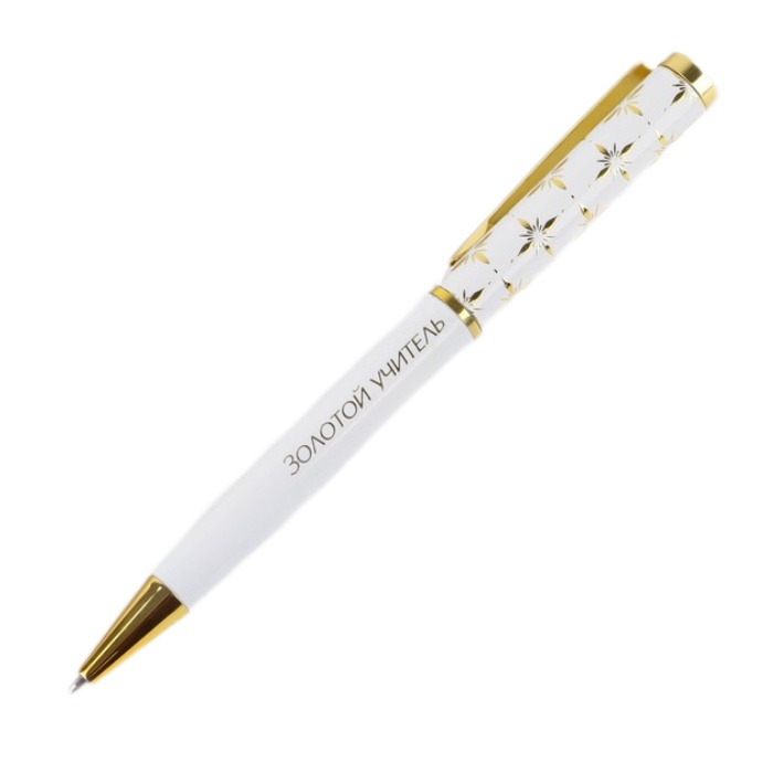 Шариковая ручка ArtFox металлическая в тубусе Золотому учителю синяя паста 1.0 мм