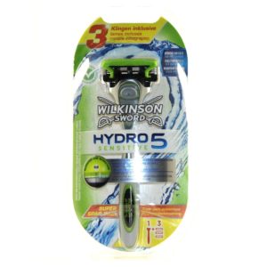 фото Станок бритвенный hydro 5 sensitive с 3 сменными кассетами и подставкой wilkinson sword