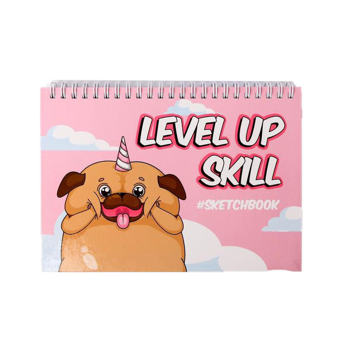 

Скетчбук горизонтальный на гребне Level up skill А5, 80 л, 100 г/м