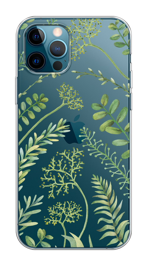 

Чехол Homey на Apple iPhone 12 "Green Leaves", Зеленый;прозрачный, 12550-1