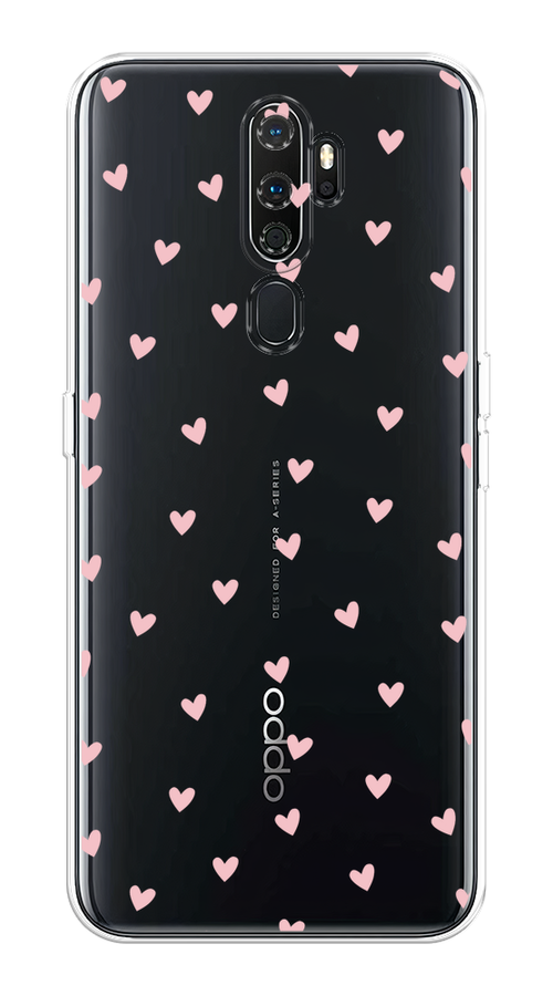 

Чехол на Oppo A5/A9 2020 "Розовые сердечки паттерн", Розовый;прозрачный, 251950-1