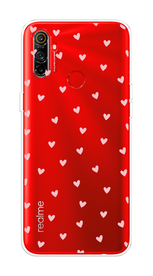

Чехол на Realme C3 "Розовые сердечки паттерн", Розовый;прозрачный, 253050-1