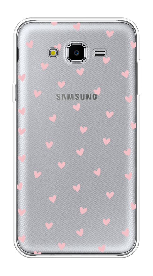 

Чехол на Samsung Galaxy J7 Neo "Розовые сердечки паттерн", Розовый;прозрачный, 25350-1