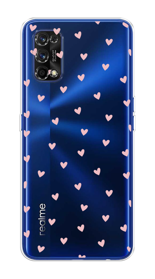 

Чехол на Realme 7 Pro "Розовые сердечки паттерн", Розовый;прозрачный, 254050-1