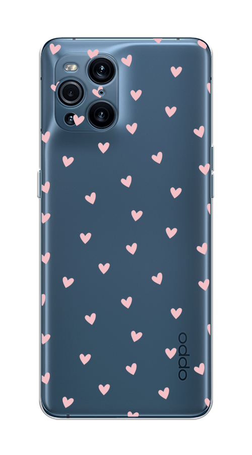 

Чехол на Oppo Find X3 Pro "Розовые сердечки паттерн", Розовый;прозрачный, 255750-1