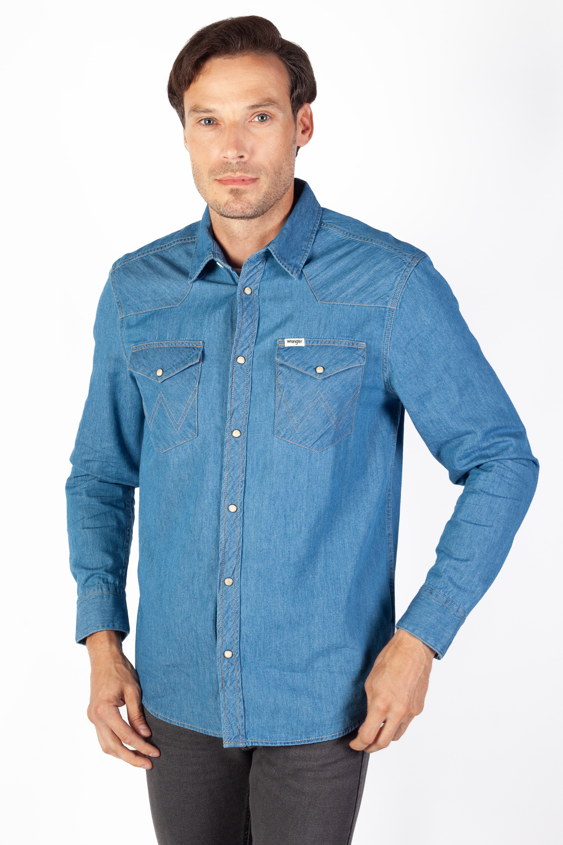 Рубашка мужская Wrangler 112339863005 голубая S