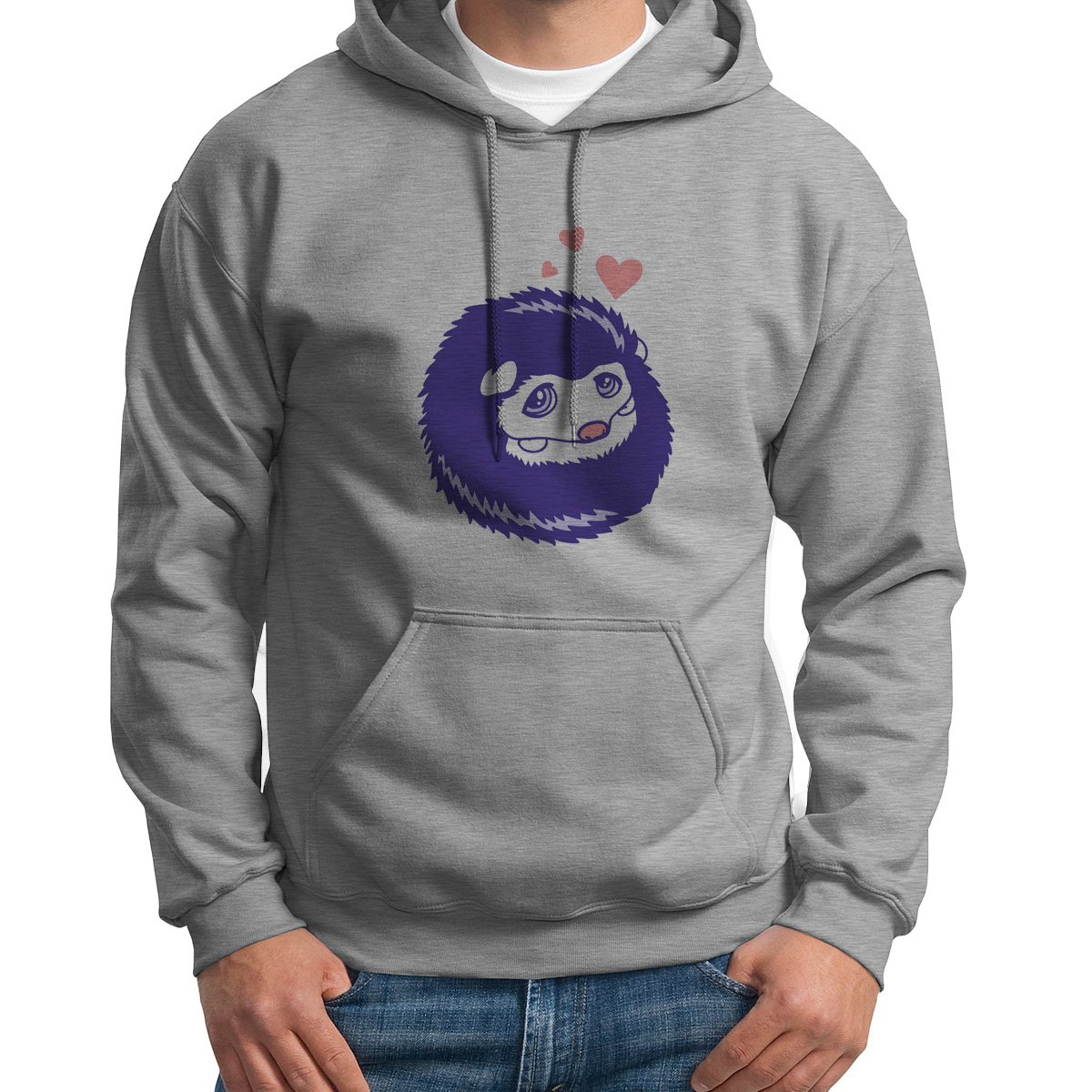 

Худи унисекс CoolPodarok Животные Ежик с сердечком серое 54 RU, Серый, S0151507