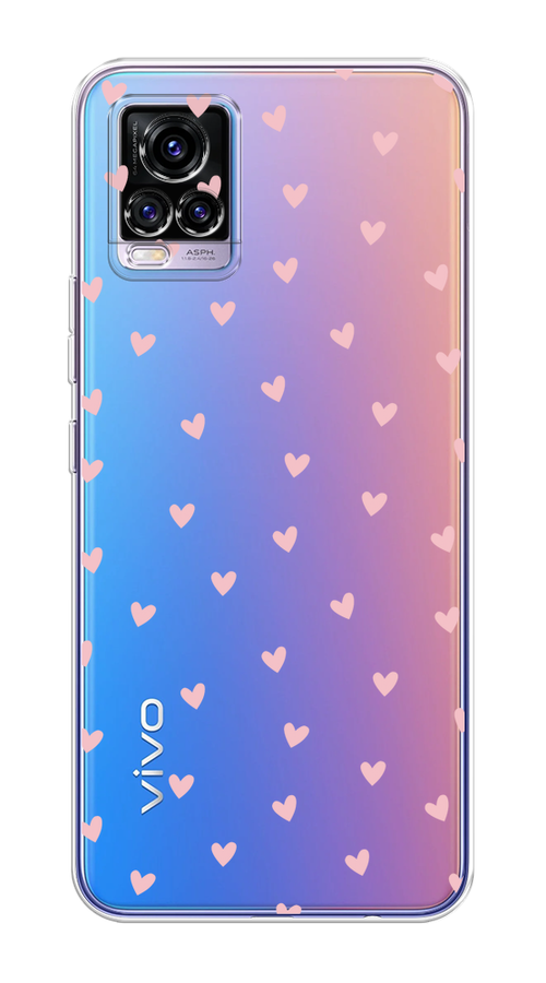 

Чехол на Vivo V20 "Розовые сердечки паттерн", Розовый;прозрачный, 263350-1