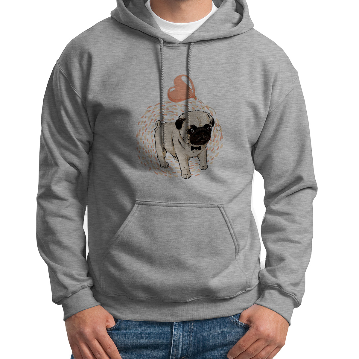 

Худи унисекс CoolPodarok Животные Собака с шариком серое 54 RU, S0151509