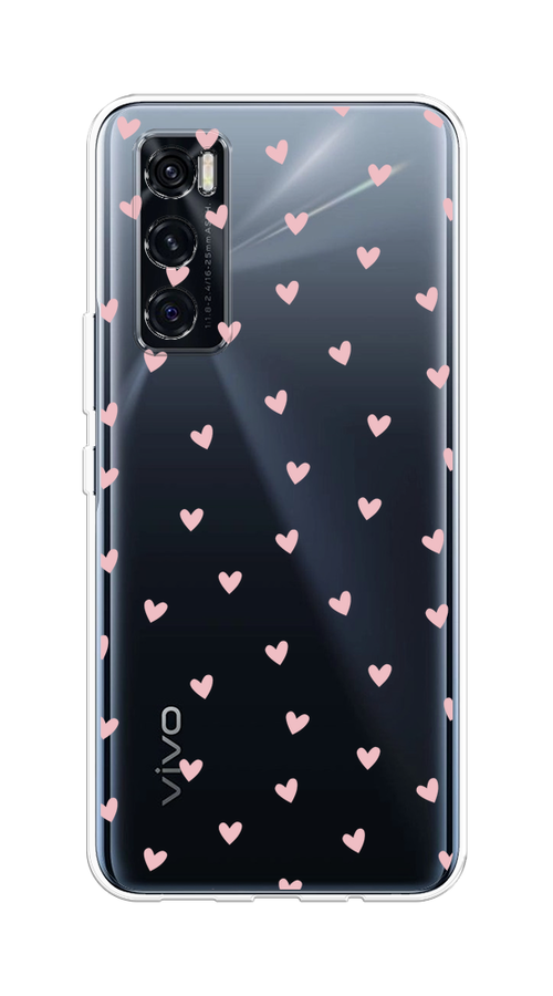 

Чехол на Vivo V20 SE "Розовые сердечки паттерн", Розовый;прозрачный, 263550-1