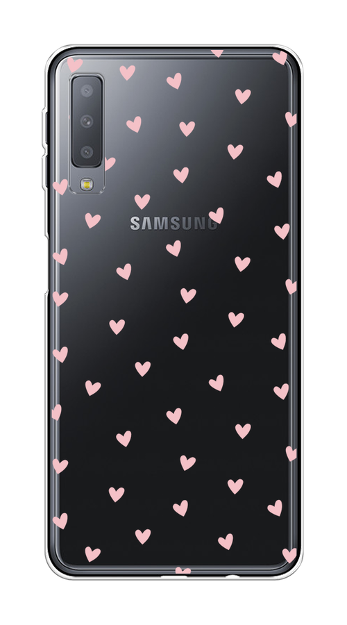 

Чехол на Samsung Galaxy A7 2018 "Розовые сердечки паттерн", Розовый;прозрачный, 26750-1